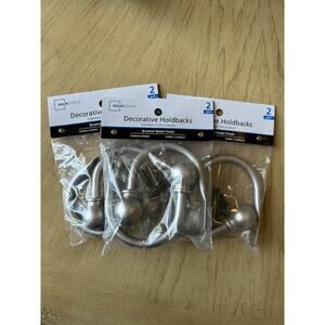 6* Mainstays Ball Curtain Holdback Medium Silver, Set of SIX (3 Packages) Brand!